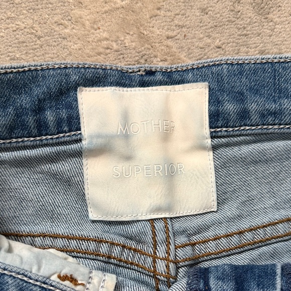 MOTHER Blue Distressed Flare Jeans - Picture 2 of 5